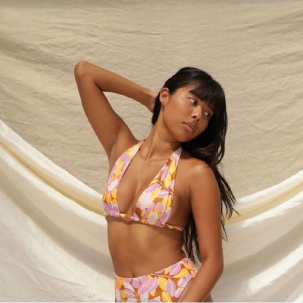 Stone Fox Swim Swimsuit Retro Bloom Print Rico Bikini Top & River Bottom Size XS - Picture 10 of 16